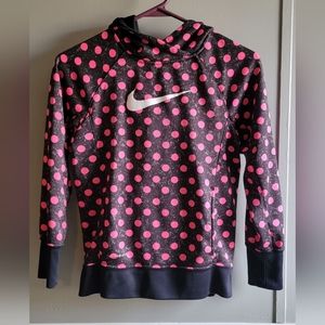 Nike Youth Large Pink Polkadot Black Base Hoodie GUC